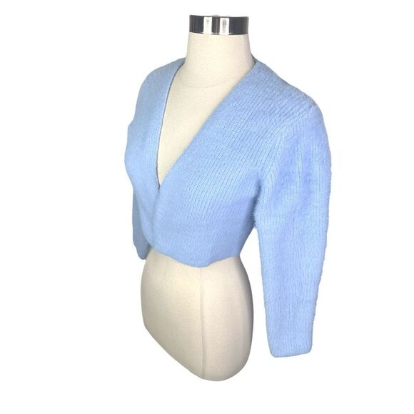 Cider Blue Fuzzy Soft Crop Cardigan - Size Small - Picture 3 of 6